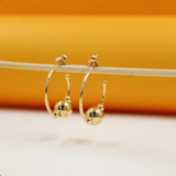 18K Gold Filled Round Beaded Hoop Earrings (K299, K307, K296)