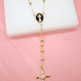 18K Gold Filled Catholic Gold Bead Rosary With Crucifix Cross And Divino Niño Charm