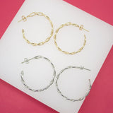 18K Gold Filled 5mm Slim Curb Cuban Open Hoops (K183-184)
