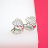 18K Rhodium Filled Heart Huggies With CZ Cubic Zirconia Stones (L286)