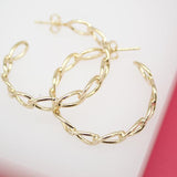18K Gold Filled 5mm Slim Curb Cuban Open Hoops (K183-184)
