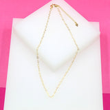 18K Gold Filled 2mm Outline Heart Necklace (F128)