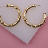 18K Gold Filled Twisted Hoop Stud Earrings | Gold Circle Twisted Hoop | Twisted Open Hoop (J77, J79)