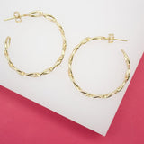 18K Gold Filled 5mm Slim Curb Cuban Open Hoops (K183-184)