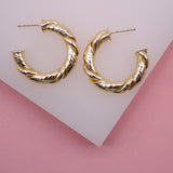 18K Gold Filled Twisted Hoop Stud Earrings | Gold Circle Twisted Hoop | Twisted Open Hoop (J77, J79)