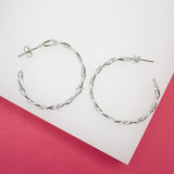 18K Gold Filled 5mm Slim Curb Cuban Open Hoops (K183-184)