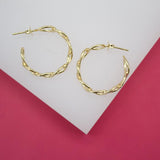 18K Gold Filled 5mm Slim Curb Cuban Open Hoops (K183-184)