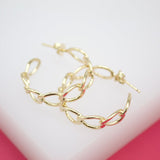 18K Gold Filled 5mm Slim Curb Cuban Open Hoops (K183-184)