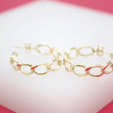 18K Gold Filled 5mm Slim Curb Cuban Open Hoops (K183-184)