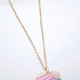 18K Gold Filled Enamel Colorful Sun Shine Heart Necklace (H3A)
