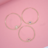 18K Gold Filled CZ Evil Eye Hoop Earrings | Dainty Evil Eye Hoop Earrings