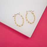 18K Gold Filled 5mm Small Designed Oval Curb Cuban Hoops Lever Back Hoop (K200)