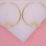 18K Gold Filled CZ Evil Eye Hoop Earrings | Dainty Evil Eye Hoop Earrings