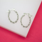 18K Gold Filled 5mm Small Designed Oval Curb Cuban Hoops Lever Back Hoop (K200)