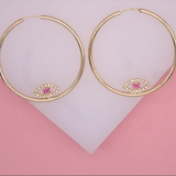 18K Gold Filled CZ Evil Eye Hoop Earrings | Dainty Evil Eye Hoop Earrings