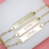 Plate Charm Paperclip Link Bracelet (I300)