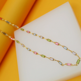 18k Gold Filled MultiColor CZ Stone Charms Necklace (H116)(E212)(I19A)