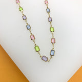 18k Gold Filled MultiColor CZ Stone Charms Necklace (H116)(E212)(I19A)