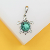 18K Gold Filled Jadeite Stone Turtle Charm Pendant