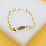 Gold Filled Dainty Curved Plate Kid Curb Chain Bracelet