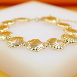 18K Gold Filled Beach Sea Shells Charm Bracelet (I462)