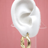 18K Gold Filled Twisted Hoop Lever Back Earrings (J105)