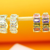 18K Gold Filled Multicolored CZ Huggies (L73)