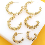 18k Gold Filled Beaded Push Back Wired Earrings (J225-227)