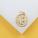 18K Gold Filled Coin Disc Medallion Zodiac Horoscope Charm Pendant