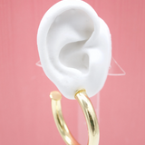 18K Gold Filled 6mm Thick Open Hoop Stud Hoops Earrings For Wholesale Jewelry Supplies & Earring Findings (J57)