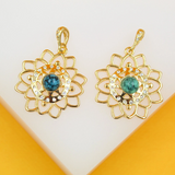 18K Gold Filled Flower Jadeite Stone Charm Pendant