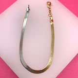 18K Gold Filled Two Toned 4mm Herringbone Snake Chain For Wholesale Bracelet Jewelry
