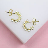 18K Gold Filled Spike Pearl Open Hoops (K269)