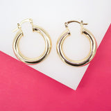 18K Gold Filled 5mm Thick Hoops Lever Back Hoop (J3)