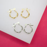 18K Gold Filled 5mm Small Slim Curb Cuban Hoops Lever Back Hoop (K190)