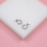 18K Gold Filled Spike Pearl Open Hoops (K269)