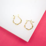18K Gold Filled 5mm Small Slim Curb Cuban Hoops Lever Back Hoop (K190)