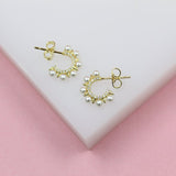 18K Gold Filled Spike Pearl Open Hoops (K269)