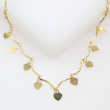 18K Gold Filled Designed Link Dangle Heart Choker Necklace (G49)