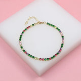 18k Gold Filled Tennis Round Multi-color Bracelet CZ Cubic Zirconia Stones (I437)