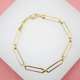 18K Gold Filled 4mm Slim Paper Clip Link Bracelet (I347)