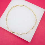 18K Gold Filled 3mm Long Small Paper Clip Bracelet