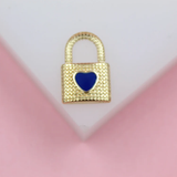 Enamel Colored Heart Textured Lock Pendant