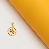 Outlined Compass Star Medallion Pendant For 18K Gold Filled
