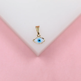18K Gold Filled Realistic Enamel Color Evil Eye Pendant Charm