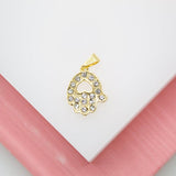 18K Gold Filled Hamsa Hand With Cubic Zirconia Stones Pendant