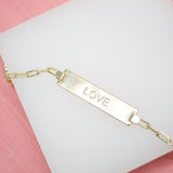 Plate Charm Paperclip Link Bracelet (I300)
