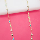 18K Gold Filled Evil Eye Necklace With Triple Hearts (G40)