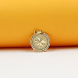 Compass Star Medallion With Zirconia Stones Pendant For 18K Gold Filled (A244)