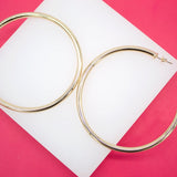 18K Gold Filled 4mm Open Stud Hoops Earrings (J55)